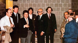 Members of the Chicago Seven (Beeby at left) with Philip Johnson